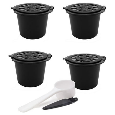 

Reusable Coffee Cup Black Refillable Coffee Capsule Refilling Filter Coffeeware-Black