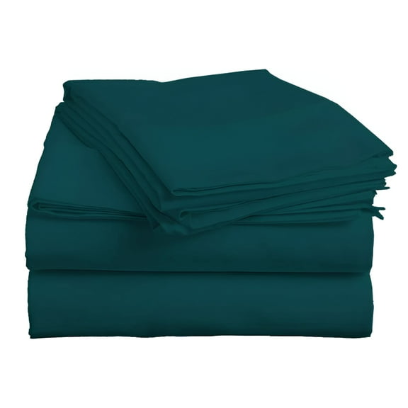 AUQ Luxury 4 Piece Bed Sheets Set Queen Size - Teal Solid 100% Pure Egyptian Cotton 800 Thread Count,Sateen Weave Sheet Set,Soft Long Staple Cotton,12" Deep Pocket