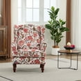 thumbnail image 2 of CQSXDA Floral Upholstered Armchair With Retro Wood Legs, Single Sofa Chair For Living Room And Office, 
Bean paste red, 2 of 15