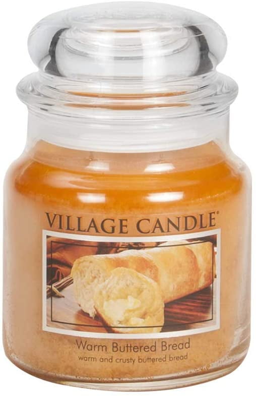 Village Candle Warm Buttered Bread, Medium Glass Apothecary Jar Scented