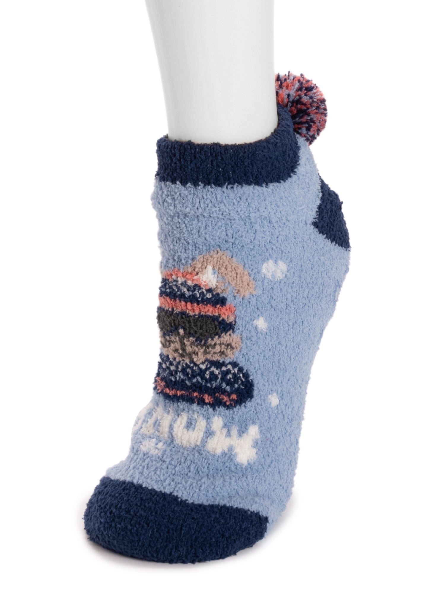 MUK LUKS Women's Cozy Slipper Sock with Pom, 1-Pack, OSFM