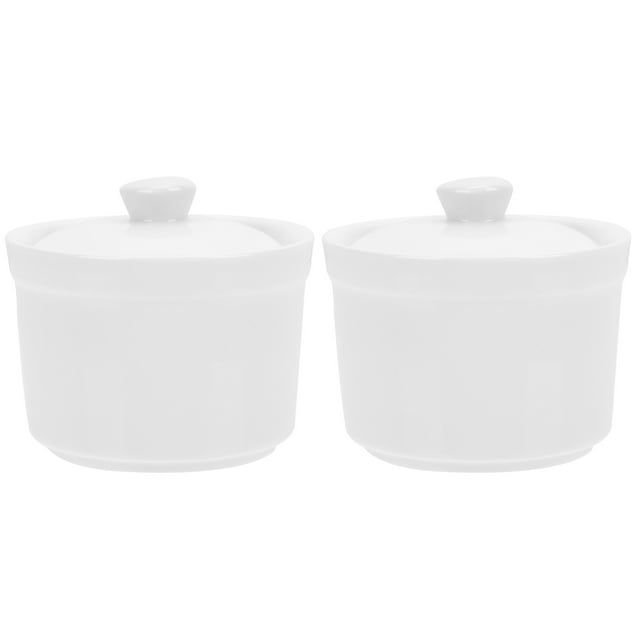 2 unids Pequeña maceta de sopa de cerámica con tapa de vajilla de cerámica de cerámica