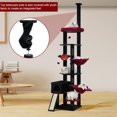 thumbnail image 2 of at Tree 92.5-104.3 Inches with Hammock, Floor to Ceiling Gothic Cat Condo,Tall Cat Climbing Tower Adjustable with Scratching Posts for Indoor Cats Black Red, 2 of 18