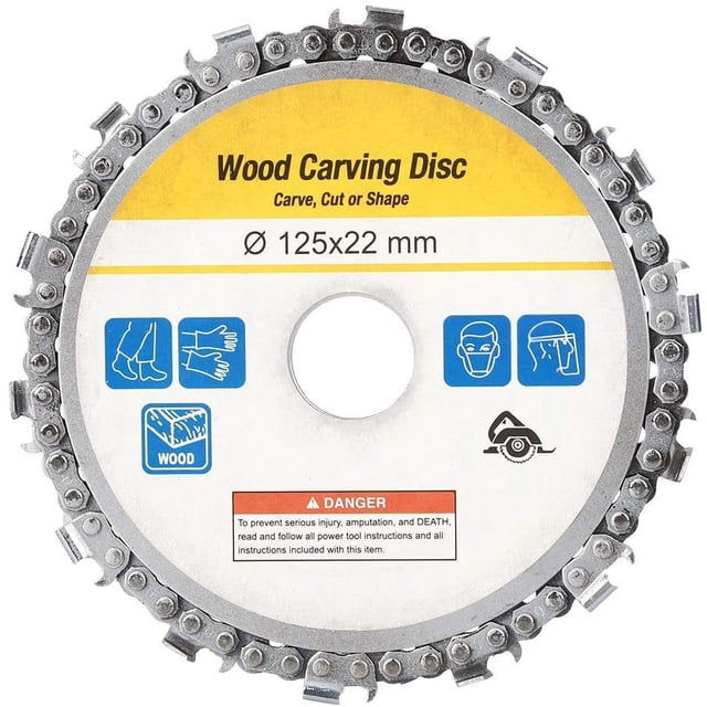 Disco de cadena, disco de cadena de amoladora angular de 5 en 14 dientes, disco de tallado de madera, hoja de sierra para carpintería, tallado, corte, herramienta de modelado