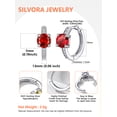 thumbnail image 4 of Pendientes de aro de plata de ley con piedras natales Silvora para mujer. Diamantes creados. Delicada joya de regalo para cumpleaños o Navidad, 4 of 8