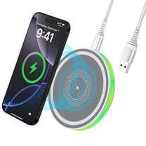 ABCPOW 15W Fast Wireless Charger Samsung Android Fast Charging Pad Wireless Charger Mat Wireless Charger Station Compatible for iPhone 17 16 15 14 Samsung Galaxy S25 S24 S23 S22,White