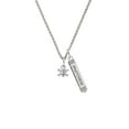 thumbnail image 2 of Delight Jewelry Silvertone Mini Skull and Bones with 3 AB Crystals Silvertone Mother Daughter Bar Charm Necklace, 23", 2 of 4