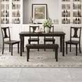thumbnail image 3 of Churanty Classic 6 Pieces Dining Set Wooden Rectangle Table and 4 Chairs with Bench for Kitchen Dining Room,Espresso, 3 of 11