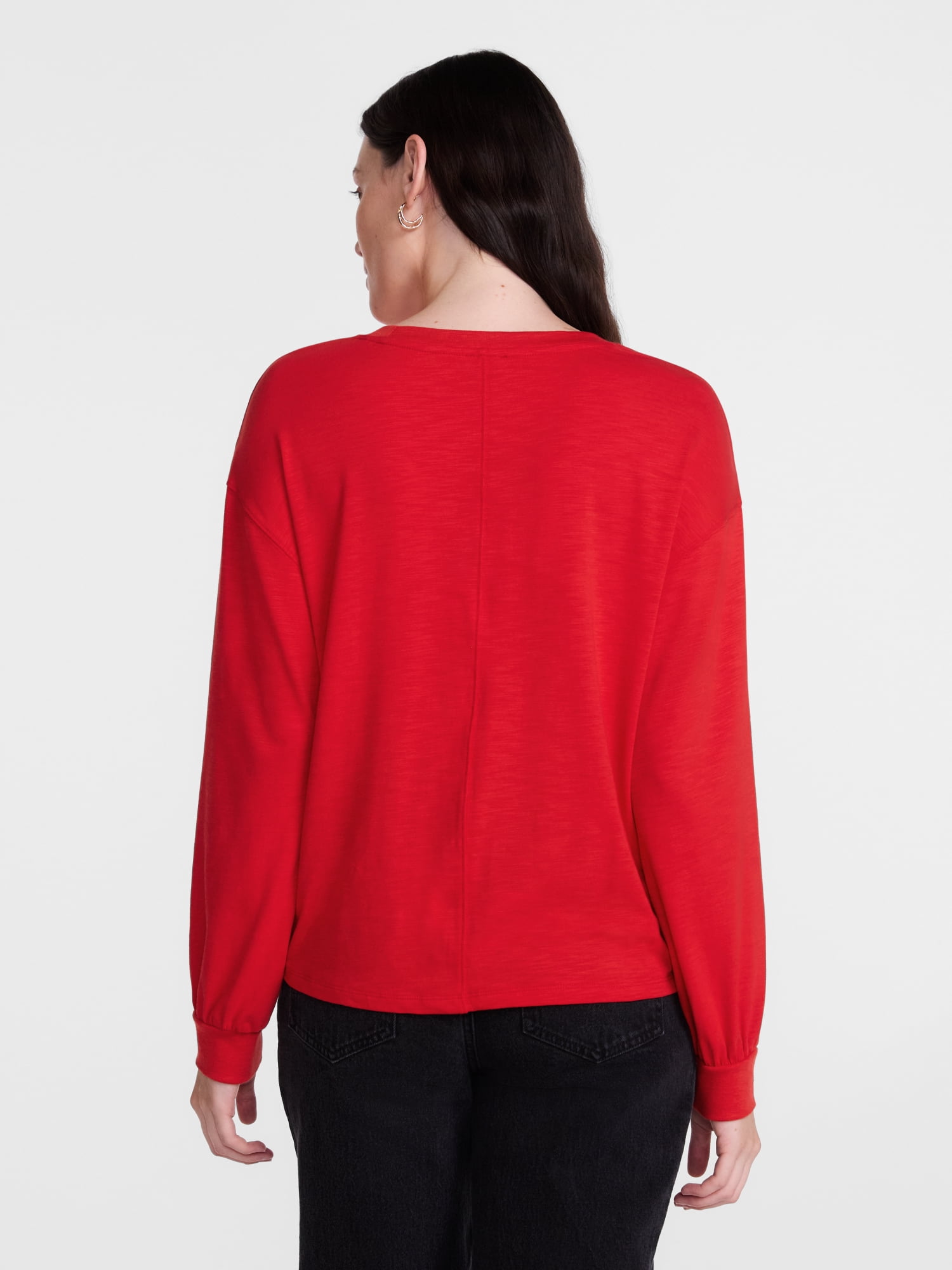 Scenario Women's Oversized Tee with Long Sleeves, Sizes XS-XXXL