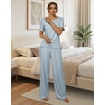 thumbnail image 4 of Loritta Womens Pajamas Knit Long Pants Lounge Sets 2 Piece For Women Fall Blue, 4 of 6