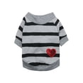 thumbnail image 2 of Gray Striped Pet Apparel, Dog Clothes for Small Dogs, Small Dog Shirt, Polyester Fabric, Lightweight Spring Summer Pullover with Sequin Heart Detail, Fits French Bulldog, Pug,, 2 of 5
