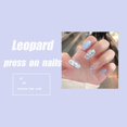 thumbnail image 2 of 24 uñas acrílicas francesas, uñas postizas de ataúd mediano, leopardo, lindas uñas brillantes, regalo para mujeres y niñas, 2 of 4