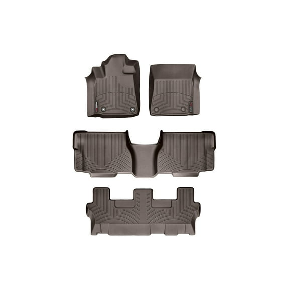 WeatherTech Custom Fit FloorLiners compatible with 2012-2022 Toyota Sequoia - Complete Set (1st, 2nd, & 3rd Row), Cocoa