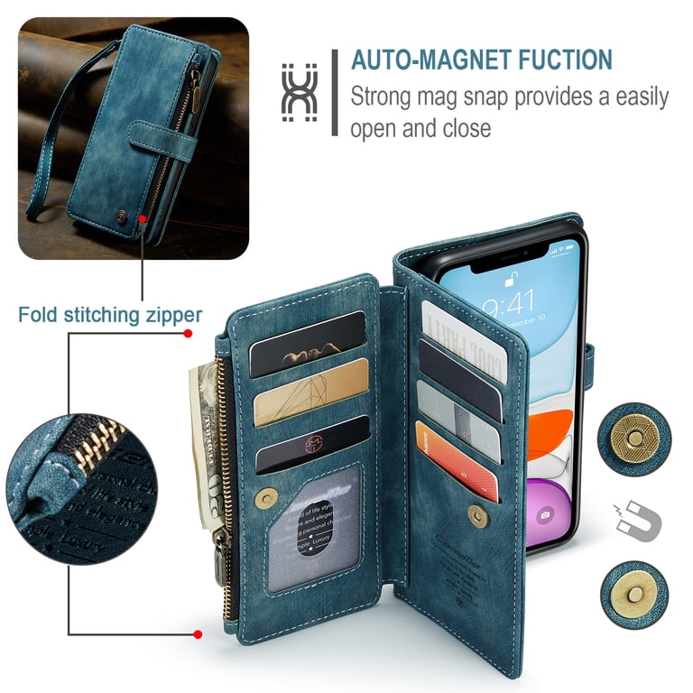 JMstore Compatible With IPhone 11 Case, Leather Magnetic Flip Case