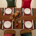 thumbnail image 2 of Rdsfhsp Christmas Placemats Set of 4, Red Holly and Bell Xmas Linen Place Mats, Xmas Winter Table Decor 12 x 18 inch, 2 of 5