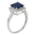thumbnail image 2 of 10k White Gold Princess-cut Sapphire and Diamond Halo Ring, 2 of 5