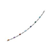 Personalized Planet Family Sterling Silver Name & Oval Birthstone Bracelet with CZ Accents