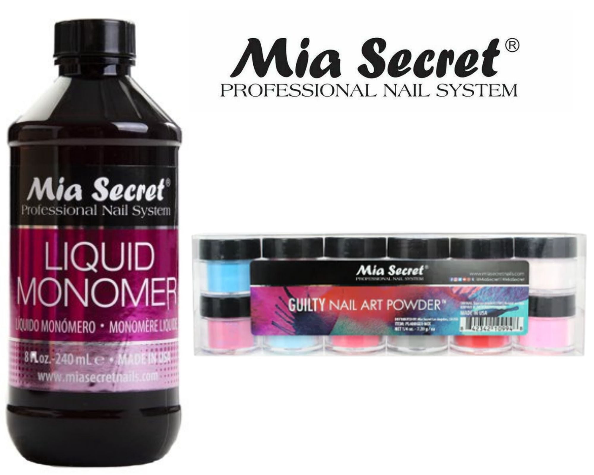 Mia Secret - Monomer 8 oz + Guilty 12 Colors Set