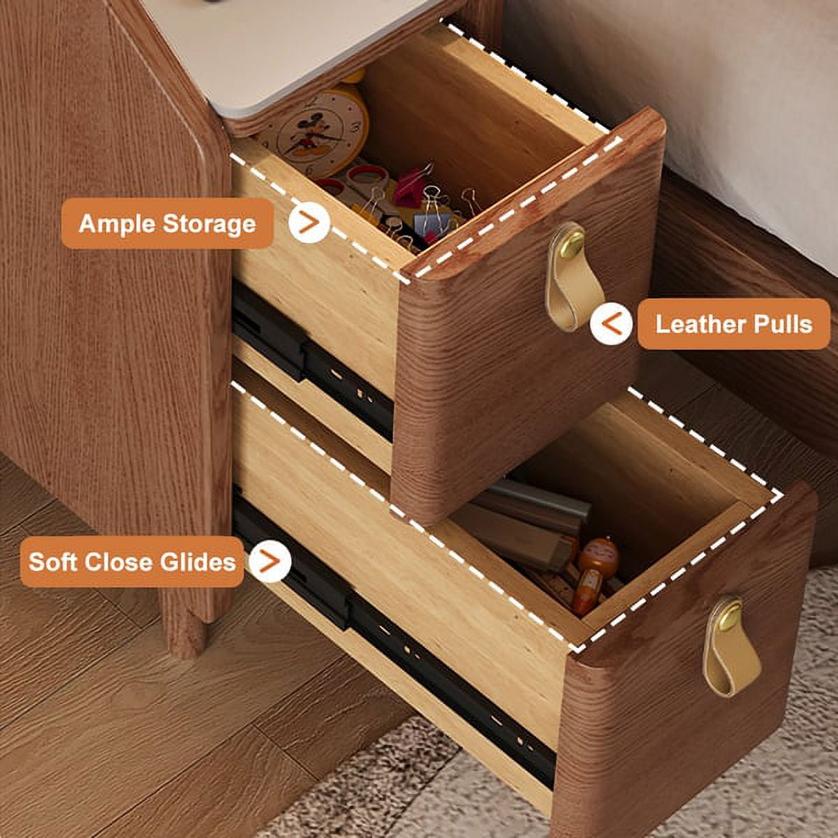 homary Modern Smart Nightstand Cherry Bedside Table Sofa homary Modern Smart Nightstand Cherry Bedside Table Sofa