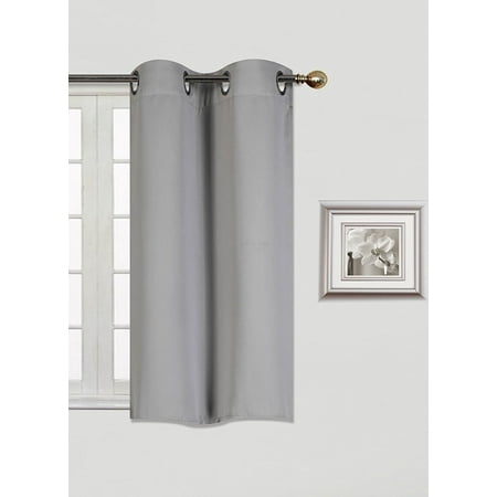 (K30)  SILVER GRAY 2 Panel Silver Grommets KITCHEN TIER Window Curtain 3 Layered Thermal Heavy Thick Insulated Blackout Drape Treatment Size 30