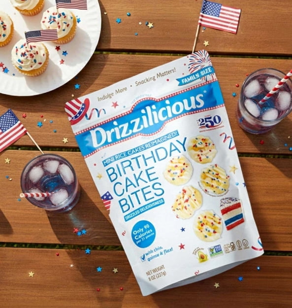 Drizzilicious USA 250th Anniversary Special Edition Birthday Cake Bites, 8 oz.