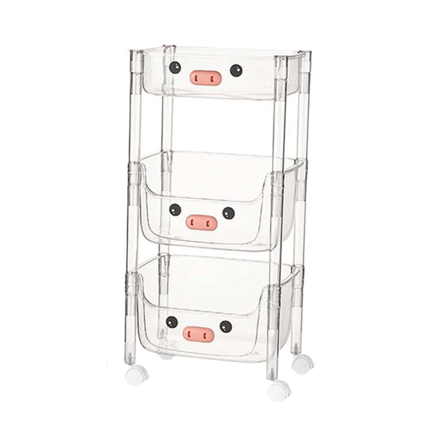 Carrito de almacenamiento con ruedas de varios niveles para dormitorio, oficina Tapas planas de 3 capas.