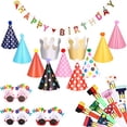 thumbnail image 2 of El juego de 25 sombreros de fiesta de cumpleaños incluye 1 pancarta colorida de feliz cump Marspark Marspark, 2 of 2