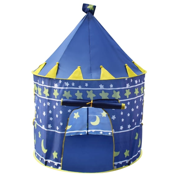 AQUAROBO Kids Playhouse Tent Crown Print Indoor Outdoor Fabric Blue