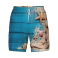 thumbnail image 4 of Lsque Mens Swim Trunks Shells and Starfish Pattern - Bathing Suit Compression Liner - Beach Swim Shorts Swimwear - (S-3XL) - Stretch Quick Dry -Large, 4 of 9