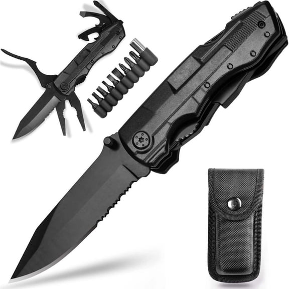 12-in-1 Multitool Knife, Pocket Knives, Folding Multipurpose Utility Plier, Gifts for Men, Survival Gadgets for Camping Hiking