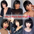 thumbnail image 3 of 12 Inches Short Bob Wig Black Wigs With Bangs Synthetic Wigs for Women Lolita Cosplay Party Natural Hair Wigs Extensions, 3 of 5