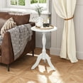 thumbnail image 3 of HLR Round Small End Table Set of 2, Wooden Pedestal Side Coffee Table, 2pcs Vintage Accent Nightstand for Living Room, Bedroom, Entryway, Pure White, 3 of 11