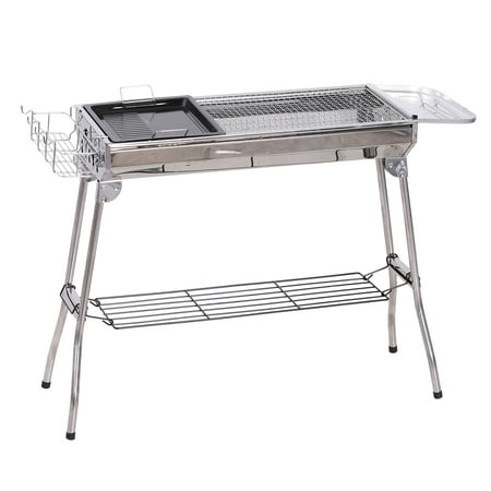 Outsunny Portable Folding Charcoal BBQ Grill Stainless Steel Camp Picnic (Best Portable Charcoal Bbq)