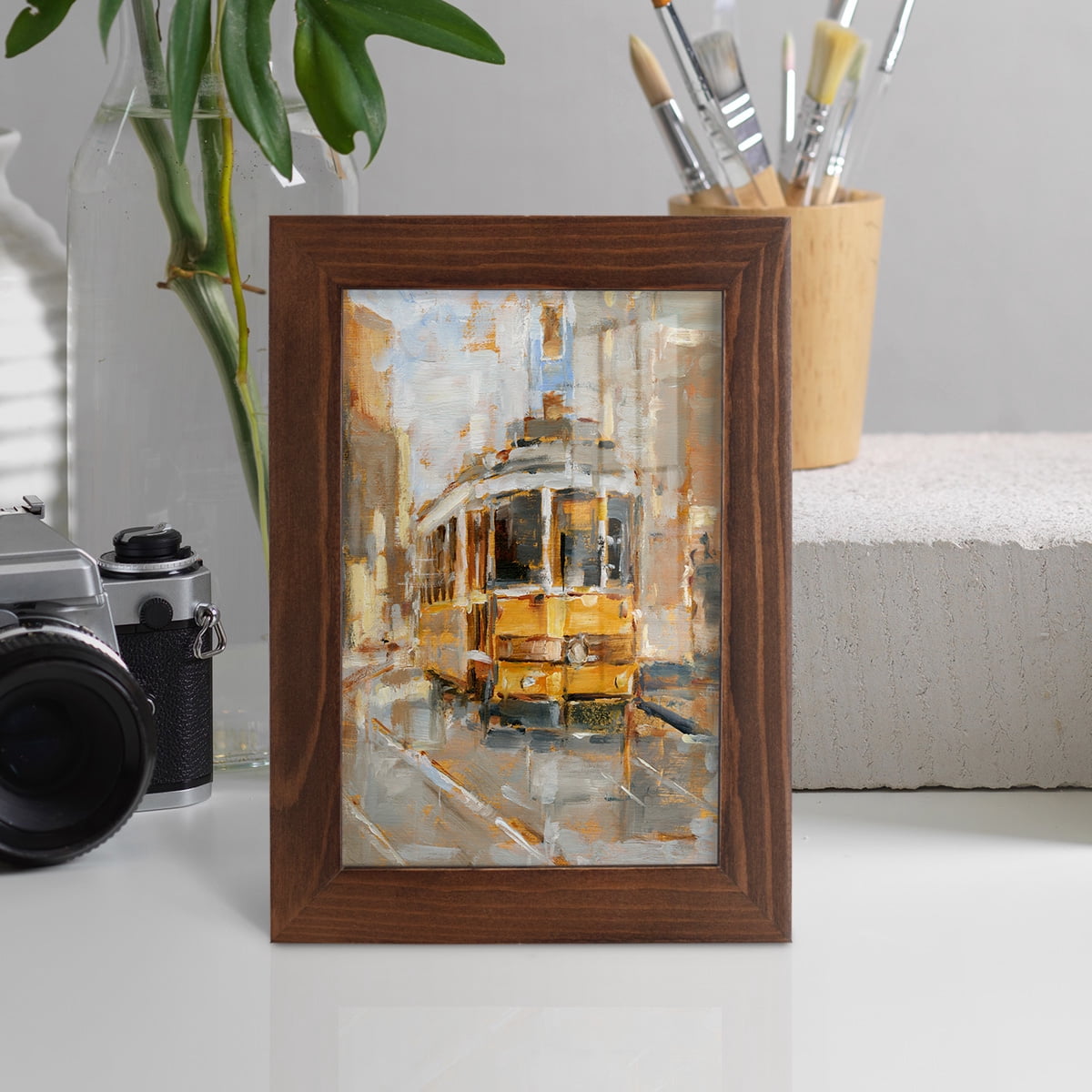 Day Trolley II - Framed Print w/glass - Chestnut