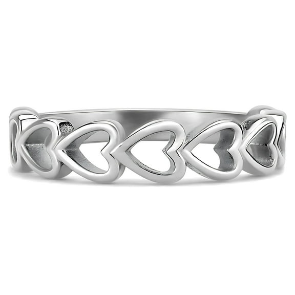 Heart Half Eternity Ring for Women Anniversary Gold over Stainless Steel Wedding Band by Ginger Lyne