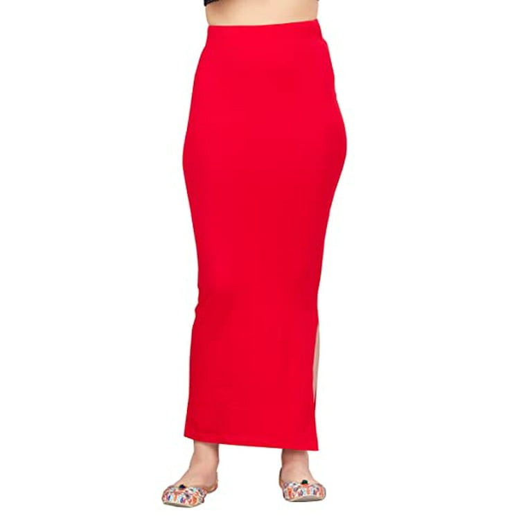 SAI DECORATIVE Women's Lycra Pure Cotton Stretchable Saree Shape wear  Petticoat Color:- Red & Size:-M