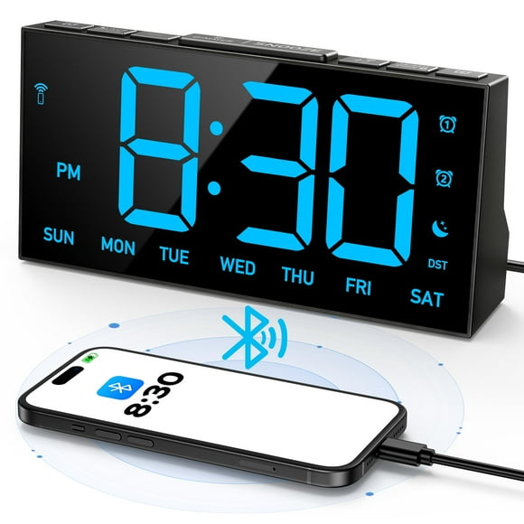 Reloj Despertador GOLOZA Sincronización Inalámbrica con Doble Alarma y Puerto USB