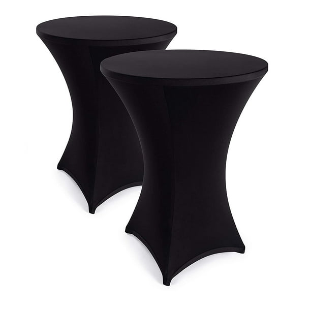 Black Spandex Cocktail Table Cover Fitted High Top Round Table Cloth