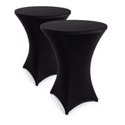 Black Spandex Cocktail Table Cover - Fitted High Top Round Table Cloth, Round Tablecloth Covers
