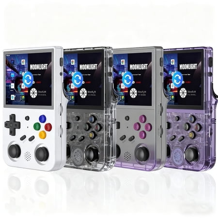 RG353VS Handheld Game Console 3.5 Inch IPS Screen 640*480 High Resolution CPU RK3566 Quad-Core System Linux 1G/64G+16G 3200mAh Battery(Black/ Gray Transparent)