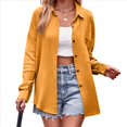 thumbnail image 3 of Camisas de Algodón para Mujer, de Larga, Estilo Boyfriend, con Cuello y Bolsillos. Cúrcuma XL, 3 of 10
