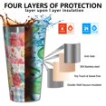 thumbnail image 3 of 16oz Tumblers Pioneer Flower Floral Print Pattern Stainless Steel Vacuum Insulated Double Wall Travel Tumbler Cups Mug with Lid and Straw,Cleaning Brush for Coffee,Tea, 3 of 4