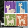 thumbnail image 4 of Ambesonne Funny Shower Curtain, Cartoon Cats Emotions, 69"Wx75"L, Orange Purple Green, 4 of 5