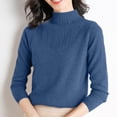 thumbnail image 2 of WTXUE Turtleneck Sweatshirt Crochet Sweaters High Neck Long Sleeved Textured Printed Knitted Base Layer Loose Inner Sweater Oversized Sweatshirt Half Zip Pullover Womens Sweatshirt Blue L, 2 of 9