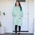 thumbnail image 2 of Women’s Plush Hoodie Sweatshirt Dress, Casual Pullover Sweater with Kangaroo Pocket, One Size, 2 of 7
