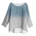 thumbnail image 5 of Hueook Shirts for Women Trendy Fashion Women's Casual Printed Round Neck 3/4 Sleeve T-shirt Loose and Comfortable Tops Light Blue M, 5 of 8