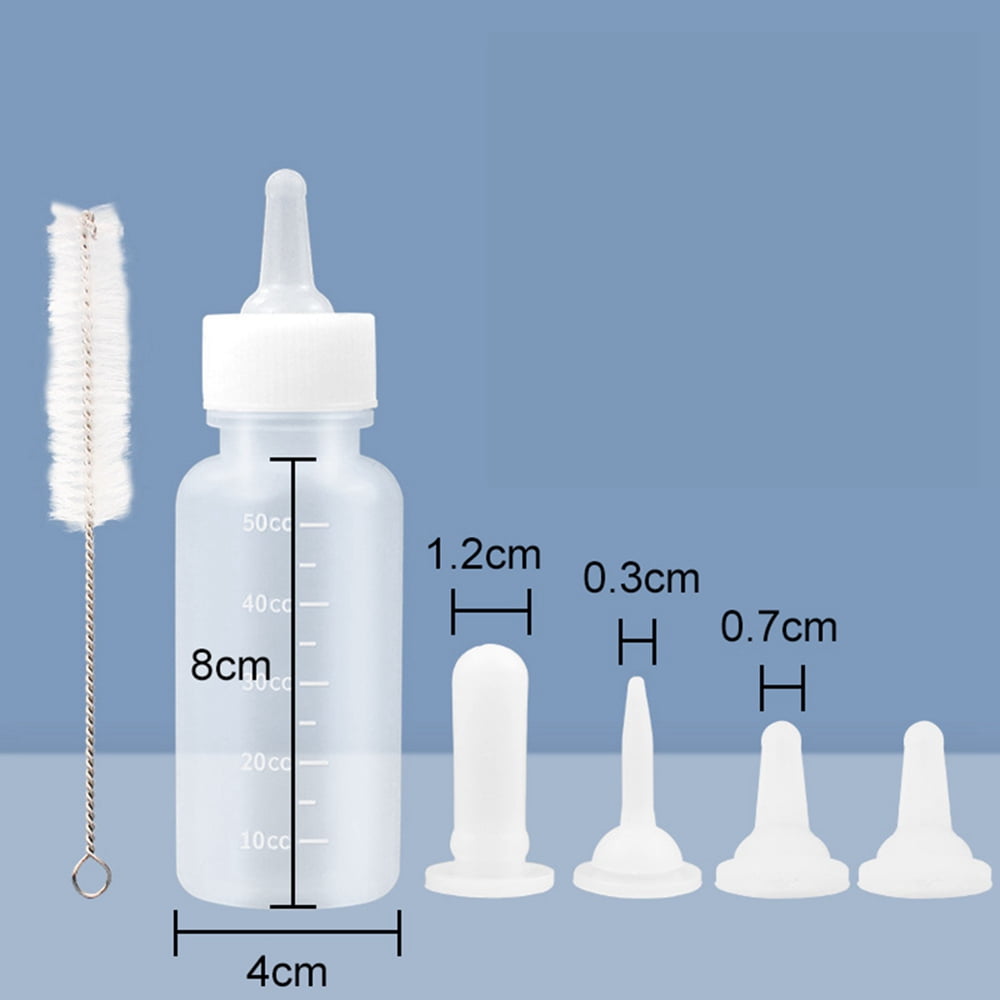 60ml Cat Feeding Bottle Kit Pet Nursing Milk Bottle+Nipple Opener+Cleaning Brush+ Replacement Nipple For Newborn Kittens/Puppies