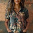 thumbnail image 2 of Womens Spring Summer Shirts Cotton Printed Fashion Casual Short Sleeve Shirts for Women, 2 of 3