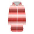 thumbnail image 4 of Women's Striped Zip Up Hoodie, Longline Fleece Jacket with Full-Length Zipper, Lightweight Mid-Length Hooded Sweatshirt, Soft Casual Wear for Fall and Winter Red M, 4 of 5