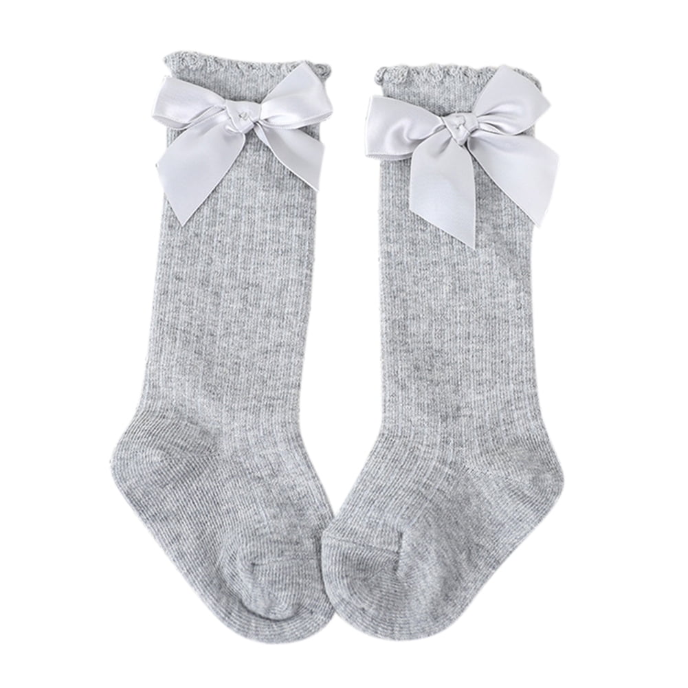 Toddler Kid Baby Girl Knee High Long Socks Bow Cotton Casual Stockings 0-4 Years
